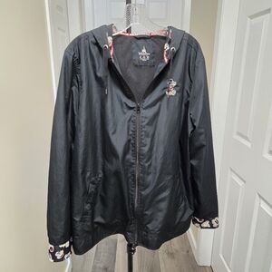 Disney Parks Mickey Mouse Black Windbreaker Jacket | Hooded Raincoat Lightweight